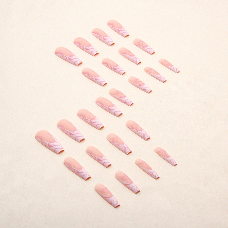 Heart Stripe Press-On Nails for Women