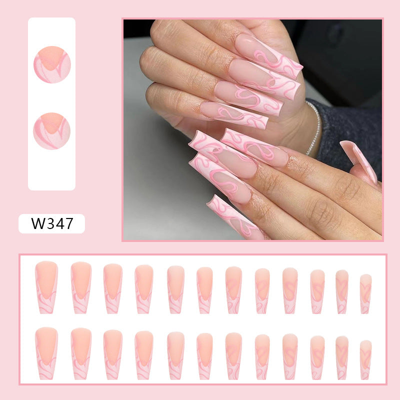 Heart Stripe Press-On Nails for Women