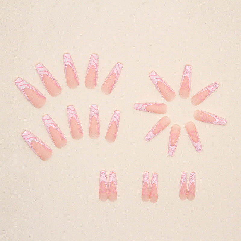 Heart Stripe Press-On Nails for Women
