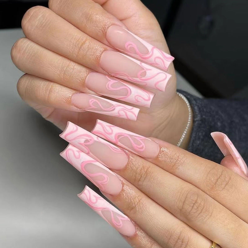 Heart Stripe Press-On Nails for Women