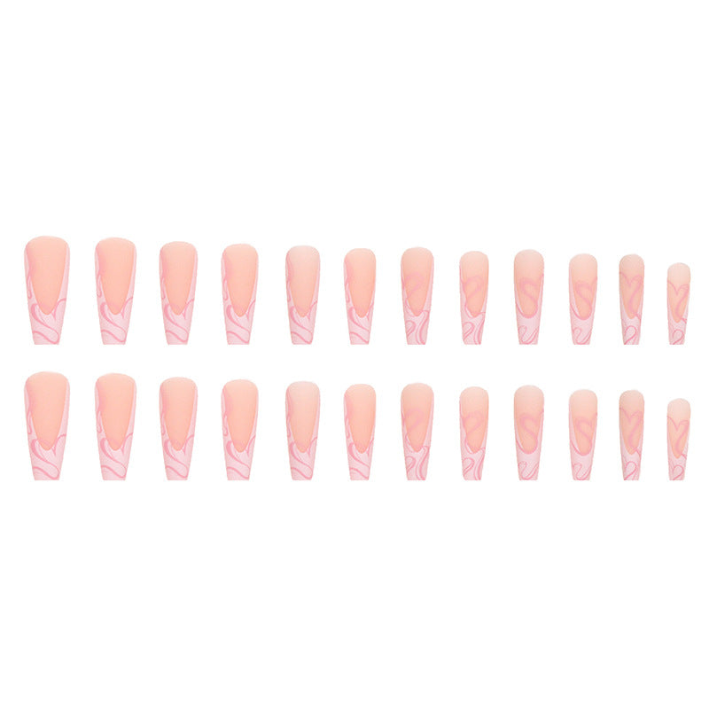Heart Stripe Press-On Nails for Women